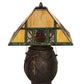 Meyda Lighting Pinecone Ridge 20" 2-Light Mahogany Bronze Table Lamp With Multi-Colored Stained Shade Glass