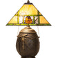 Meyda Lighting Pinecone Ridge 20" 2-Light Mahogany Bronze Table Lamp With Multi-Colored Stained Shade Glass