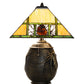 Meyda Lighting Pinecone Ridge 20" 2-Light Mahogany Bronze Table Lamp With Multi-Colored Stained Shade Glass