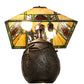 Meyda Lighting Pinecone Ridge 20" 2-Light Mahogany Bronze Table Lamp With Multi-Colored Stained Shade Glass