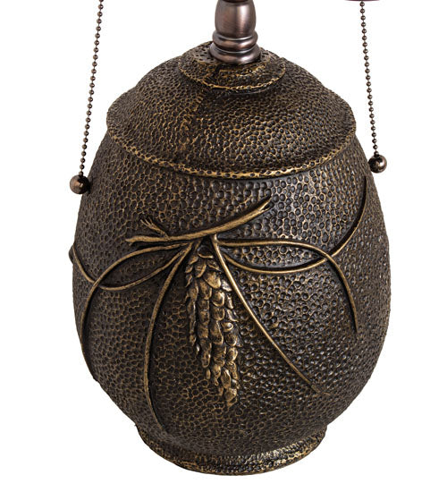 Meyda Lighting Pinecone Ridge 20" 2-Light Mahogany Bronze Table Lamp With Multi-Colored Stained Shade Glass