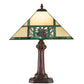 Meyda Lighting Pinecone Ridge 20" Mahogany Bronze Table Lamp With Multi-Colored Stained Shade Glass