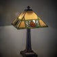Meyda Lighting Pinecone Ridge 24" 2-Light Mahogany Bronze Table Lamp With Multi-Colored Shade Glass