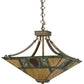 Meyda Lighting Pinecone Ridge 24" 4-Light Antique Brass Inverted Pendant Light With Multi-Colored Shade Glass