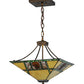 Meyda Lighting Pinecone Ridge 24" 4-Light Antique Copper Inverted Pendant Light With Multi-Colored Shade Glass