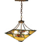 Meyda Lighting Pinecone Ridge 24" 4-Light Antique Copper Inverted Pendant Light With Multi-Colored Shade Glass