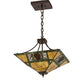Meyda Lighting Pinecone Ridge 24" 4-Light Mahogany Bronze Inverted Pendant Light With Multi-Colored Shade Glass