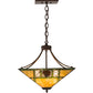 Meyda Lighting Pinecone Ridge 24" 4-Light Mahogany Bronze Inverted Pendant Light With Multi-Colored Shade Glass