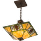 Meyda Lighting Pinecone Ridge 24" 4-Light Mahogany Bronze Inverted Pendant Light With Multi-Colored Shade Glass