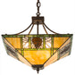 Meyda Lighting Pinecone Ridge 24" 4-Light Mahogany Bronze Inverted Pendant Light With Multi-Colored Shade Glass