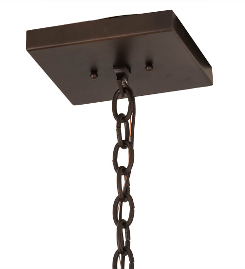 Meyda Lighting Pinecone Ridge 24" 4-Light Mahogany Bronze Inverted Pendant Light With Multi-Colored Shade Glass