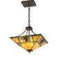 Meyda Lighting Pinecone Ridge 24" 4-Light Mahogany Bronze Inverted Pendant Light With Multi-Colored Shade Glass
