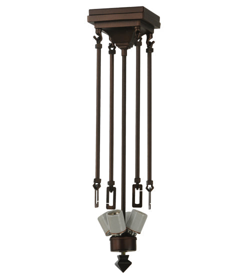 Meyda Lighting Pinecone Ridge 24" 4-Light Mahogany Bronze Semi-flush Mount Light With Multi-Colored Shade Glass