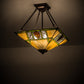 Meyda Lighting Pinecone Ridge 24" 4-Light Mahogany Bronze Semi-flush Mount Light With Multi-Colored Shade Glass