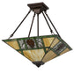 Meyda Lighting Pinecone Ridge 24" 4-Light Mahogany Bronze Semi-flush Mount Light With Multi-Colored Shade Glass
