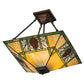 Meyda Lighting Pinecone Ridge 24" 4-Light Mahogany Bronze Semi-flush Mount Light With Multi-Colored Shade Glass