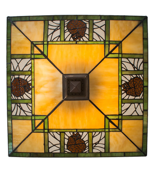 Meyda Lighting Pinecone Ridge 24" 4-Light Mahogany Bronze Semi-flush Mount Light With Multi-Colored Shade Glass