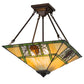 Meyda Lighting Pinecone Ridge 24" 4-Light Mahogany Bronze Semi-flush Mount Light With Multi-Colored Shade Glass