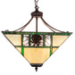 Meyda Lighting Pinecone Ridge 25" 4-Light Mahogany Bronze Inverted Pendant Light With Multi-Colored Shade Glass