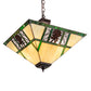 Meyda Lighting Pinecone Ridge 25" 4-Light Mahogany Bronze Inverted Pendant Light With Multi-Colored Shade Glass