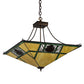 Meyda Lighting Pinecone Ridge 37" 4-Light Antique Copper Inverted Pendant Light With Multi-Colored Shade Glass