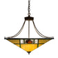 Meyda Lighting Pinecone Ridge 37" 4-Light Antique Copper Inverted Pendant Light With Multi-Colored Shade Glass