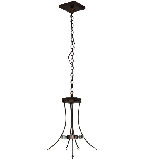 Meyda Lighting Pinecone Ridge 37" 4-Light Antique Copper Inverted Pendant Light With Multi-Colored Shade Glass