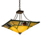 Meyda Lighting Pinecone Ridge 37" 4-Light Antique Copper Inverted Pendant Light With Multi-Colored Shade Glass