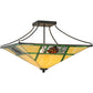 Meyda Lighting Pinecone Ridge 37" 4-Light Oil Rubbed Bronze Semi-flush Mount Ceiling Light With Multi-Colored Shade Glass