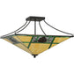 Meyda Lighting Pinecone Ridge 37" 4-Light Oil Rubbed Bronze Semi-flush Mount Ceiling Light With Multi-Colored Shade Glass