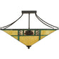 Meyda Lighting Pinecone Ridge 37" 4-Light Oil Rubbed Bronze Semi-flush Mount Ceiling Light With Multi-Colored Shade Glass