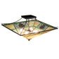 Meyda Lighting Pinecone Ridge 37" 4-Light Oil Rubbed Bronze Semi-flush Mount Light With Multi-Colored Shade Glass