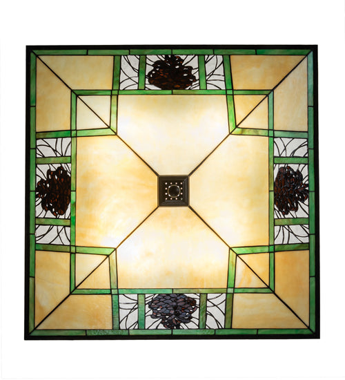 Meyda Lighting Pinecone Ridge 37" 4-Light Oil Rubbed Bronze Semi-flush Mount Light With Multi-Colored Shade Glass