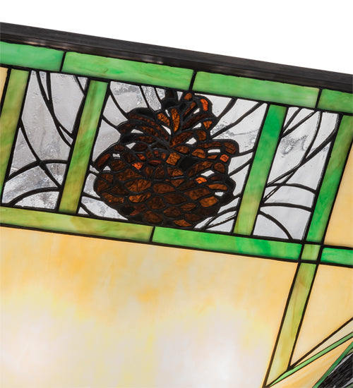 Meyda Lighting Pinecone Ridge 37" 4-Light Oil Rubbed Bronze Semi-flush Mount Light With Multi-Colored Shade Glass