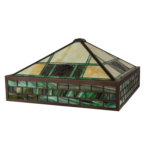 Meyda Lighting Pinecone Ridge 38" Green & Beige Stained Shade Glass