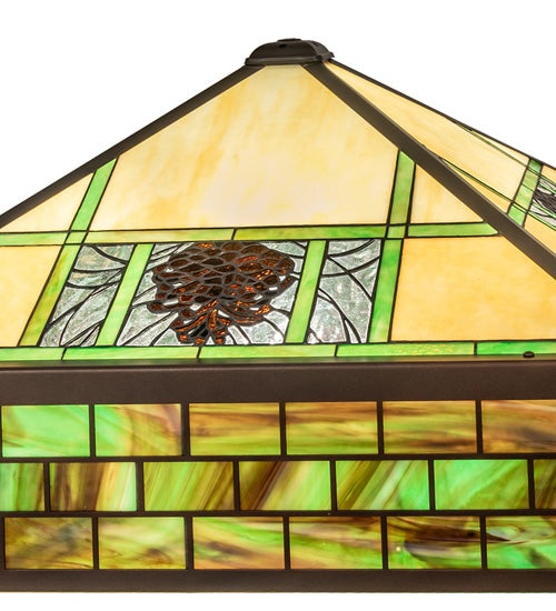 Meyda Lighting Pinecone Ridge 38" Green & Beige Stained Shade Glass