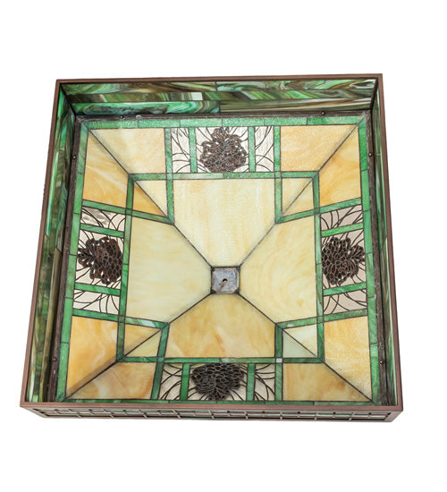 Meyda Lighting Pinecone Ridge 38" Green & Beige Stained Shade Glass