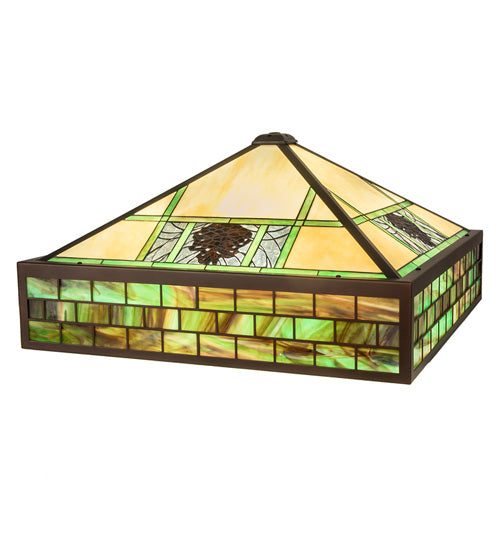 Meyda Lighting Pinecone Ridge 38" Green & Beige Stained Shade Glass