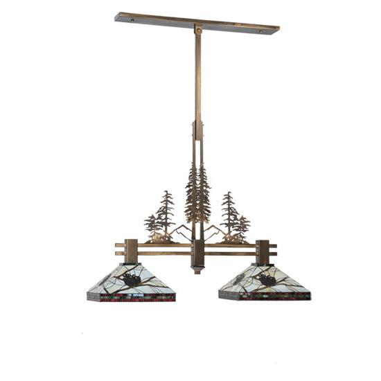 Meyda Lighting Pinecone Tall Pines 40" 2-Light Antique Copper Island Pendant Light