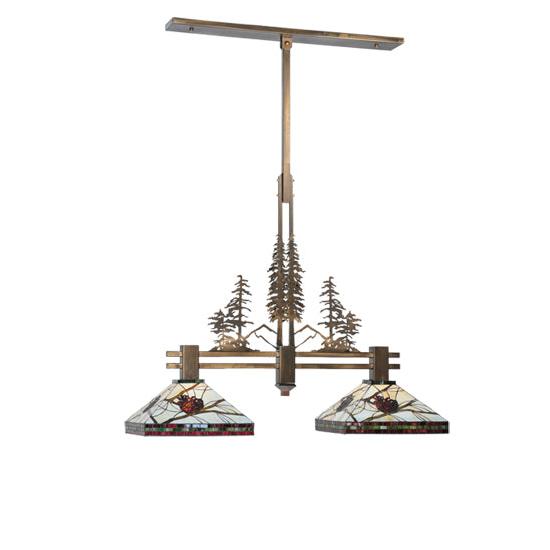 Meyda Lighting Pinecone Tall Pines 40" 2-Light Antique Copper Island Pendant Light