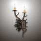 Meyda Lighting Pinewood 10" 2-Light Copper Rust & Olive Green Left Wall Sconce With Ivory Faux Candlelight