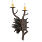 Meyda Lighting Pinewood 10" 2-Light Copper Rust & Olive Green Left Wall Sconce With Ivory Faux Candlelight