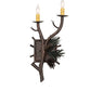 Meyda Lighting Pinewood 10" 2-Light Copper Rust & Olive Green Right Wall Sconce With Ivory Faux Candlelight