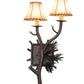 Meyda Lighting Pinewood 12" 2-Light Copper Rust & Olive Green Right Wall Sconce With Beige Faux Rawhide Shade