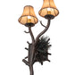 Meyda Lighting Pinewood 12" 2-Light Copper Rust & Olive Green Right Wall Sconce With Beige Faux Rawhide Shade