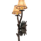 Meyda Lighting Pinewood 12" 2-Light Copper Rust & Olive Green Right Wall Sconce With Beige Faux Rawhide Shade