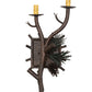 Meyda Lighting Pinewood 12" 2-Light Copper Rust & Olive Green Right Wall Sconce With Beige Faux Rawhide Shade