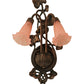 Meyda Lighting Pink Pond Lily 11" 2-Light Mahogany Bronze Wall Sconce With Pink Shade Glass