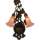 Meyda Lighting Pink Pond Lily 11" 2-Light Mahogany Bronze Wall Sconce With Pink Shade Glass