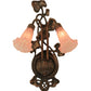 Meyda Lighting Pink Pond Lily 11" 2-Light Mahogany Bronze Wall Sconce With Pink Shade Glass